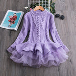2020 Winter Knitted Chiffon Girl Dress