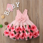 Baby Kids Girls clothes Flower print V-neck sleeveless