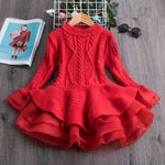 2020 Winter Knitted Chiffon Girl Dress